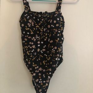Bathing suit - black with flowers